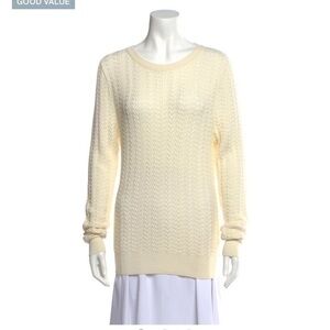 UEC Parton super wool cream cable knit sweater small